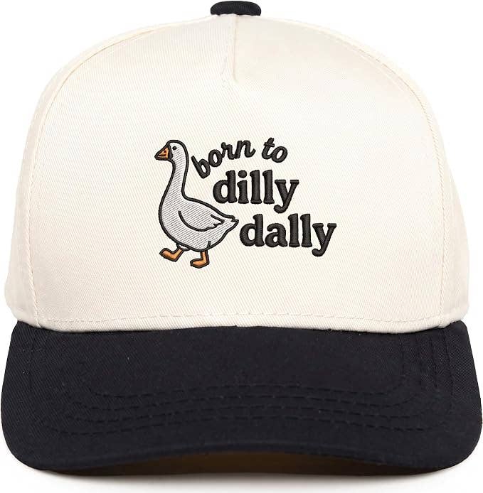 Kid/Baby 2 Tone Vintage Cap - Born To Dilly Dally - Black