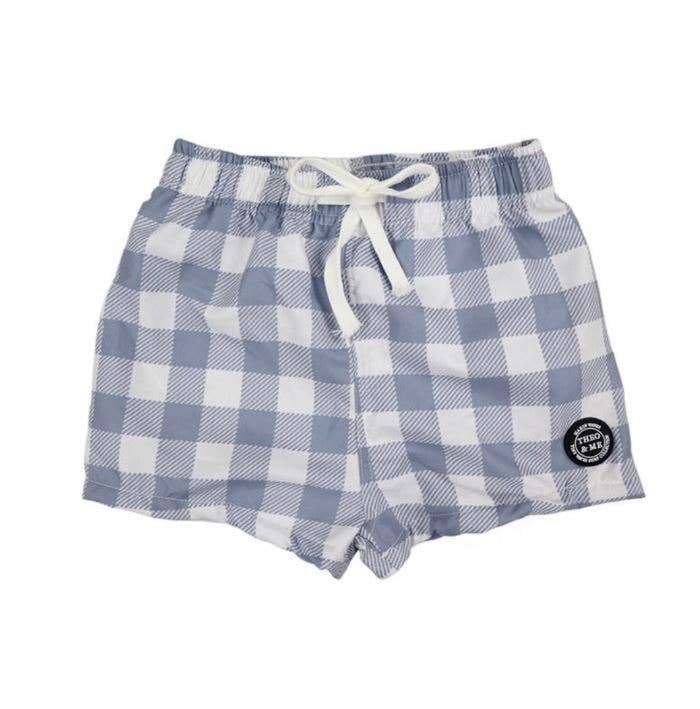 Blue Check Swim Trunks