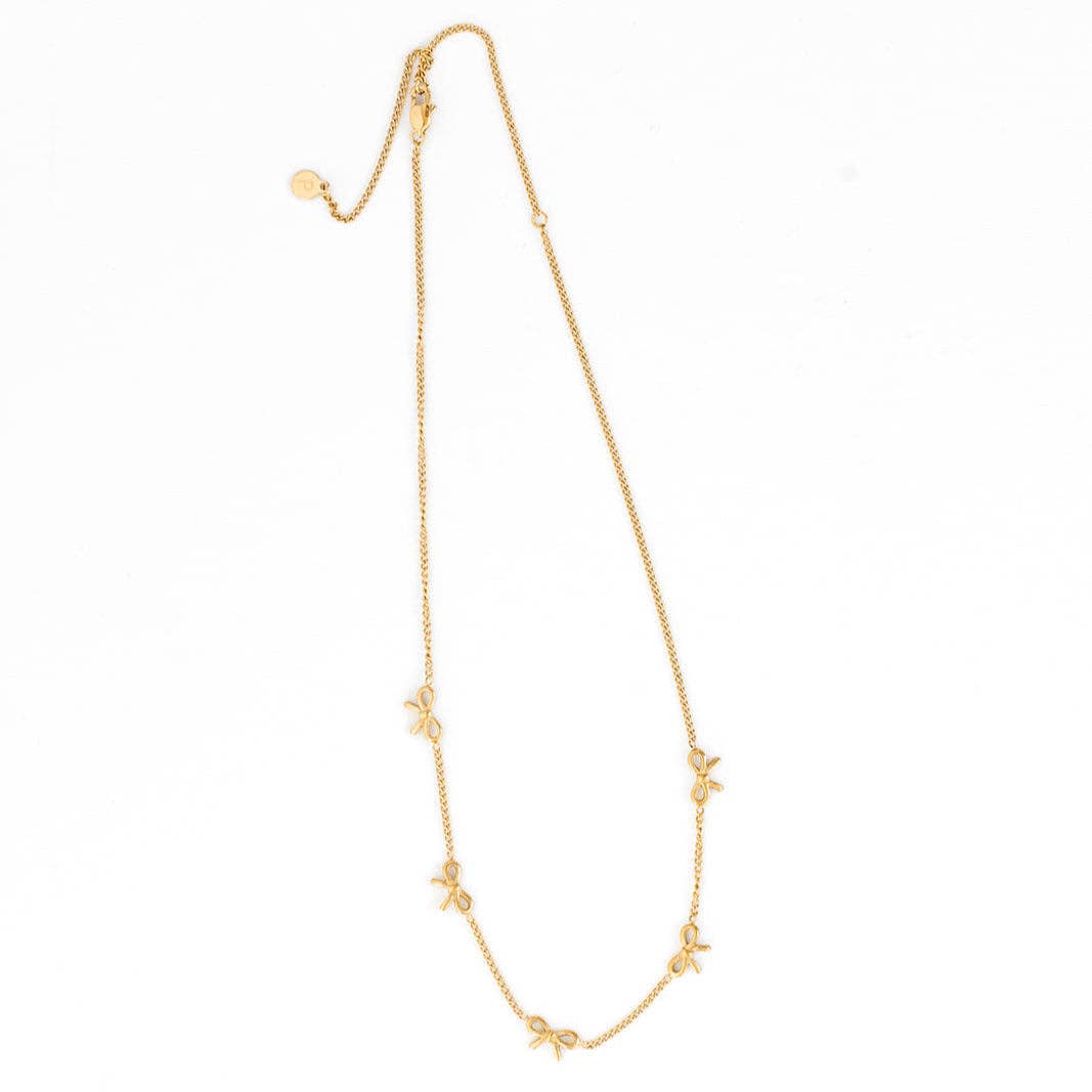 Bow Repeat Necklace Earrings - Hypoallergenic, Girl Gift