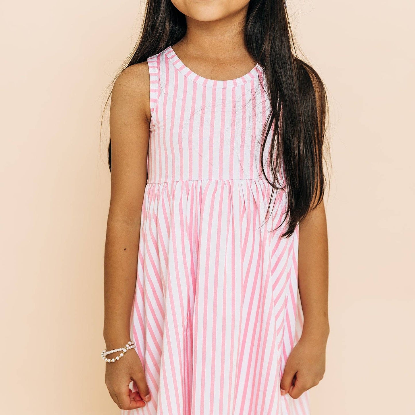 Bamboo Pink Stripe Twirl Dress