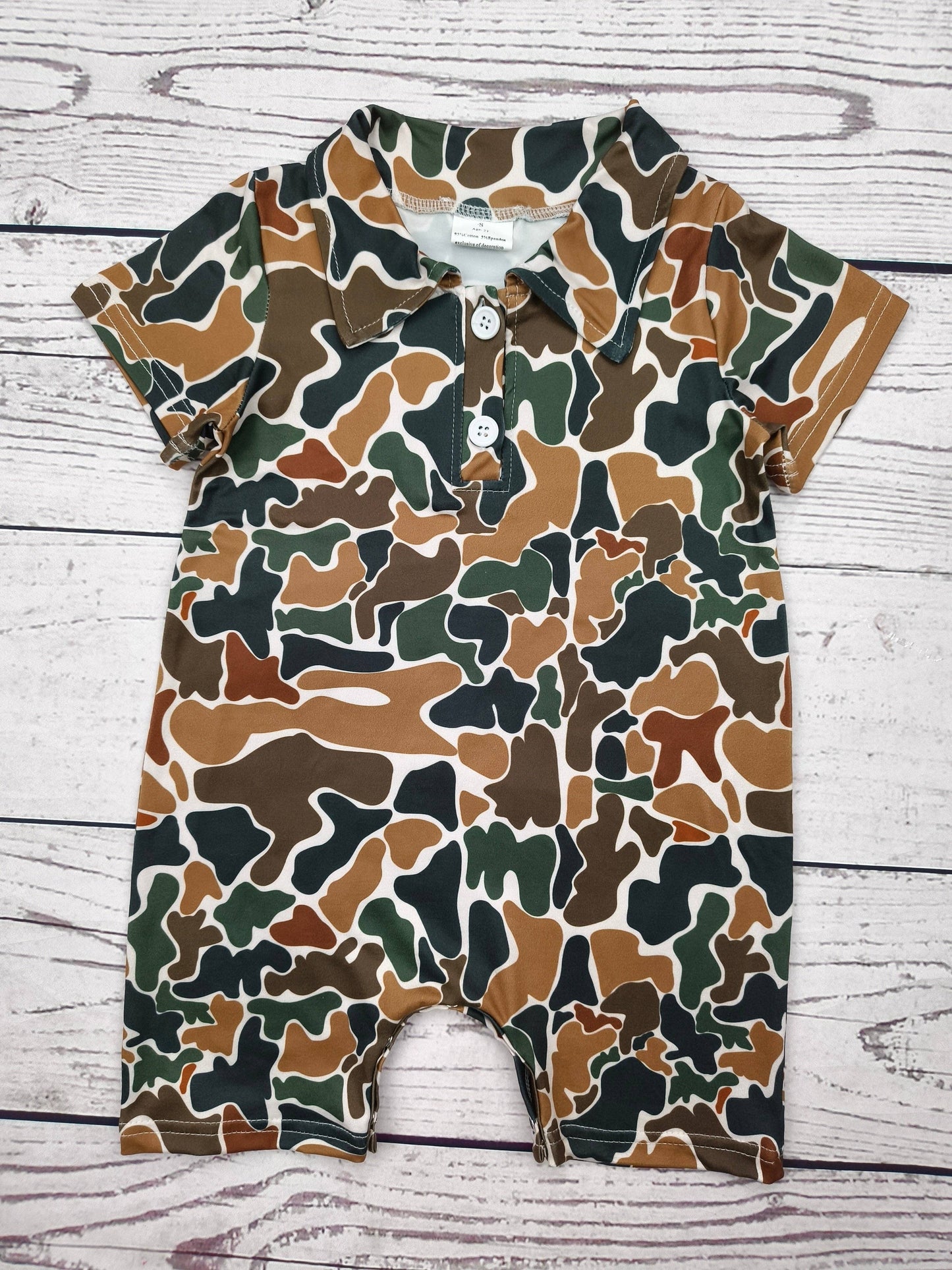 Baby Boy Dark Camouflage Romper