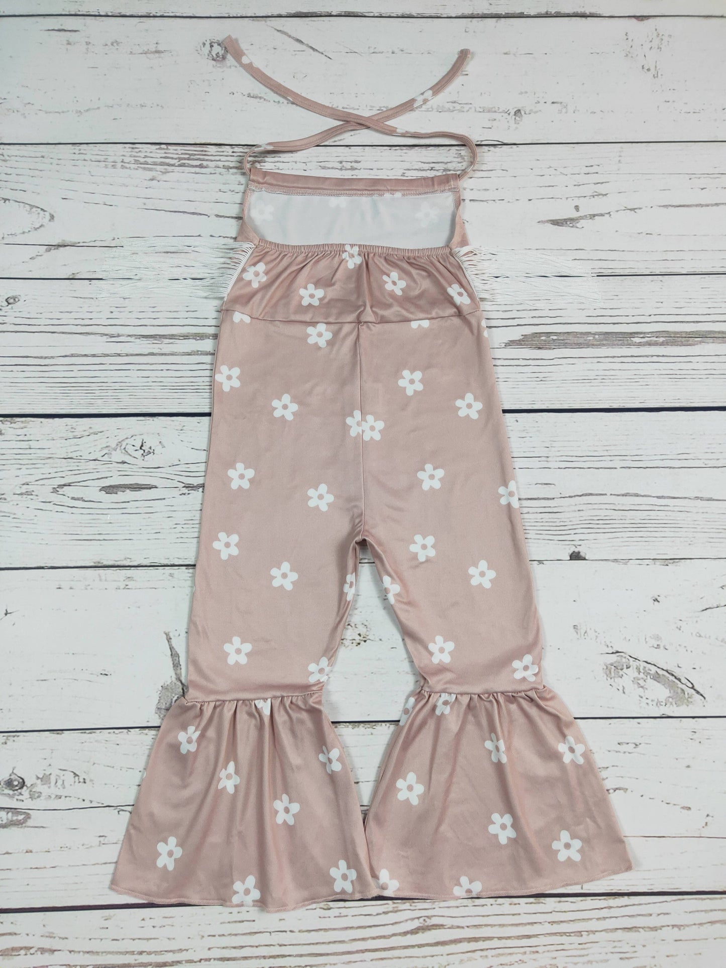 Khaki Fringe Flower Jumpsuit