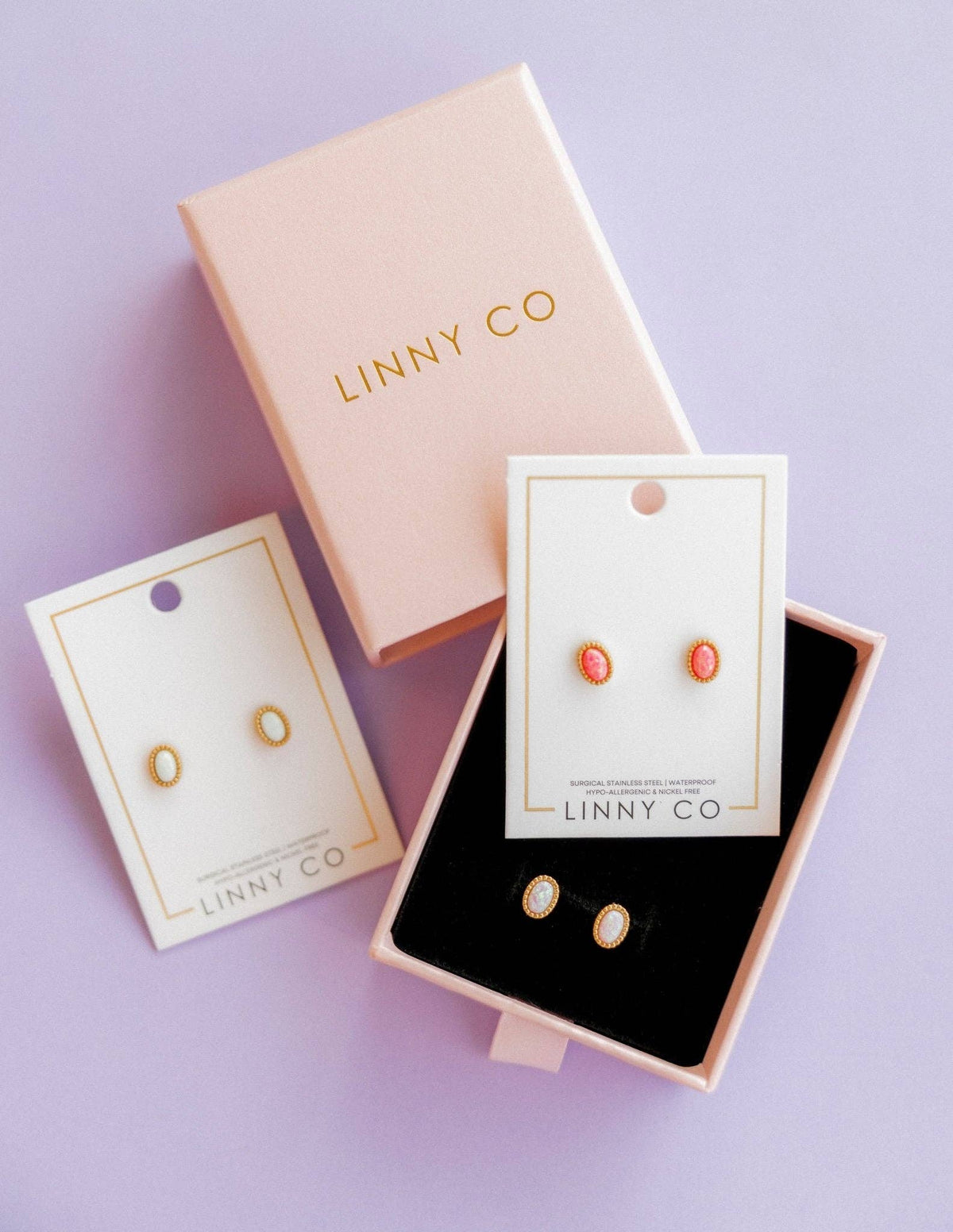 Screwback Stud Earrings - Luna Opal White