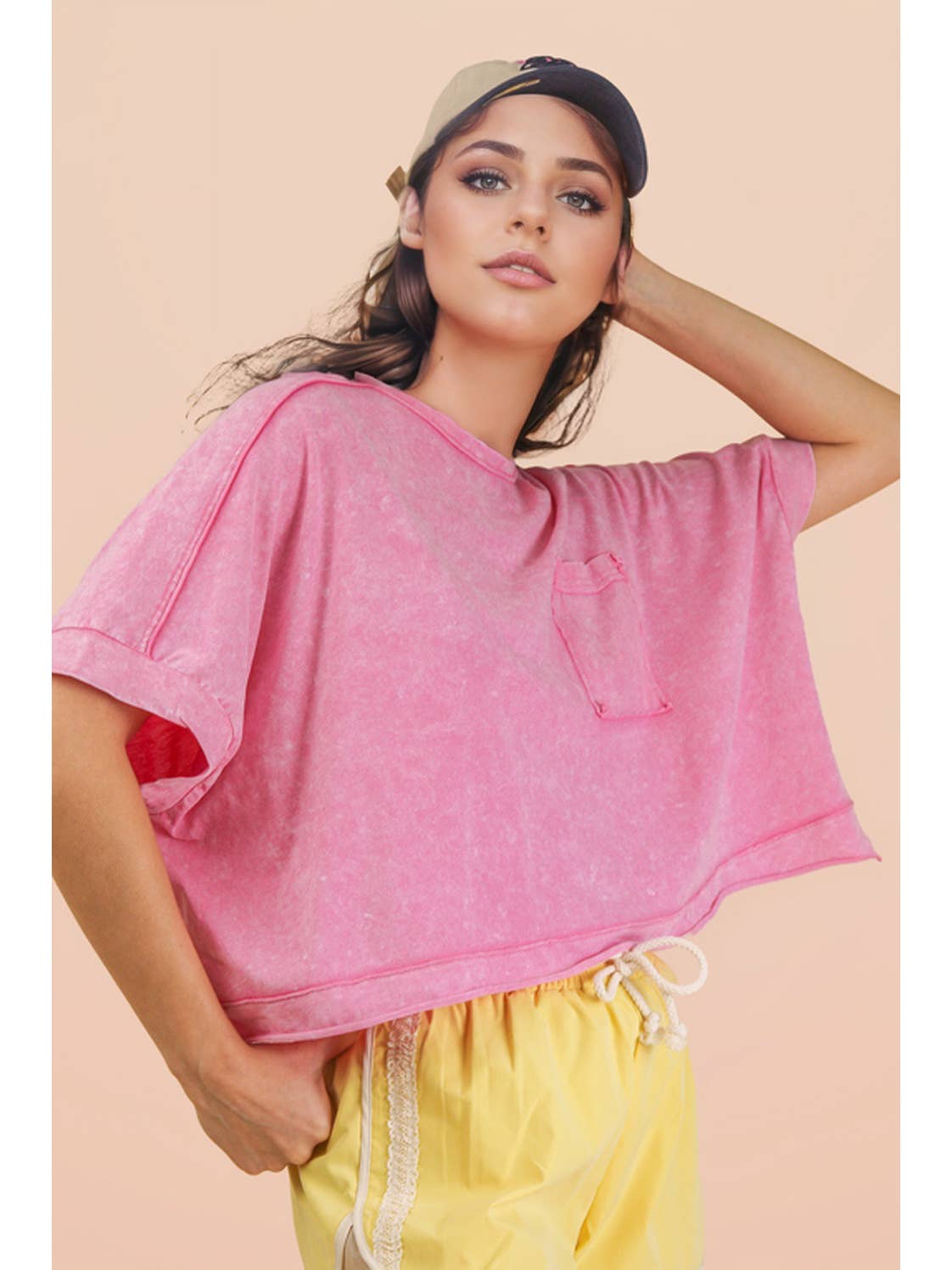 Mineral Wash Top Pink
