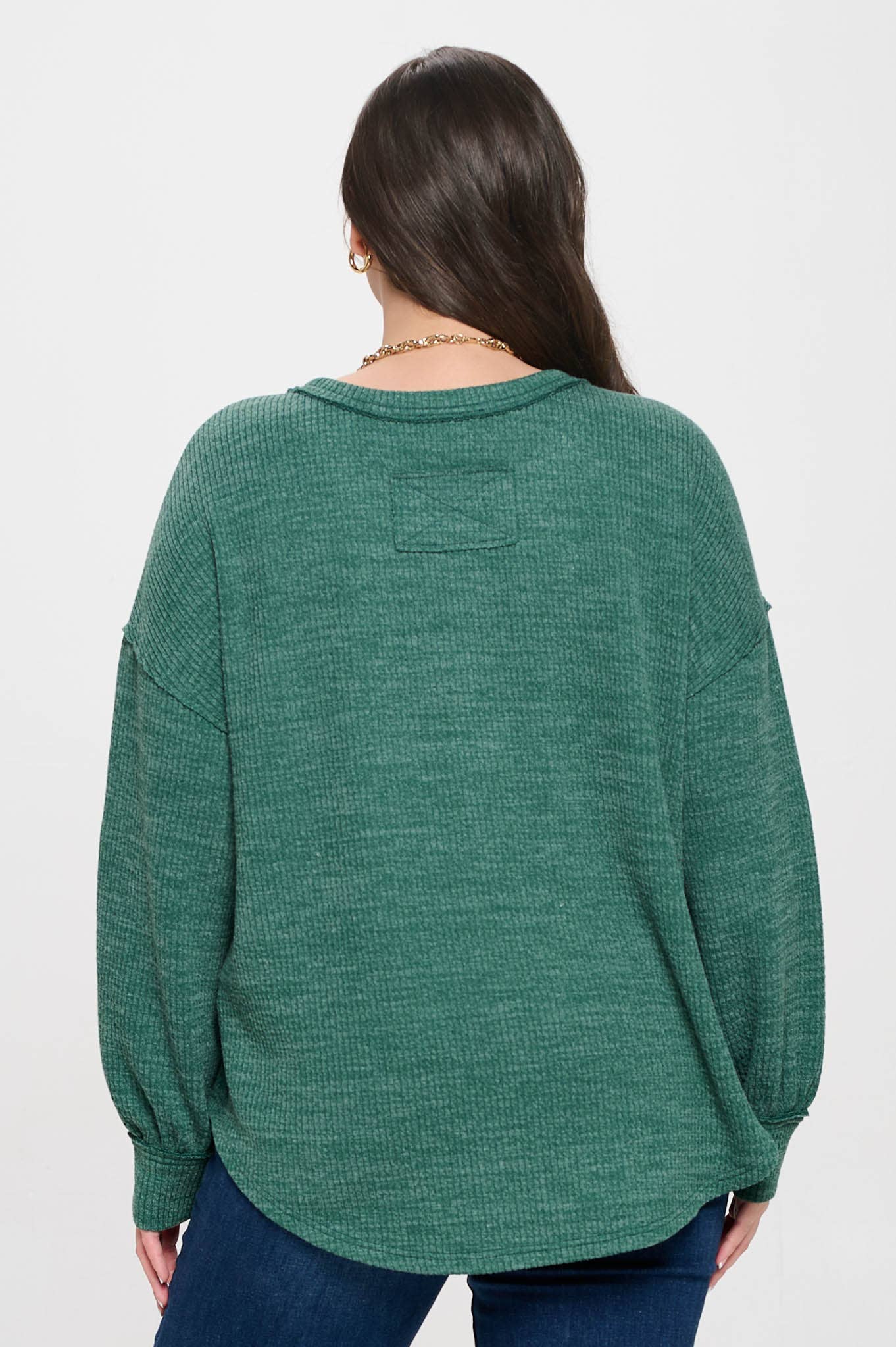 PLUS DROP SHOULDER LONG SLEEVE SWEATER KNIT TOP