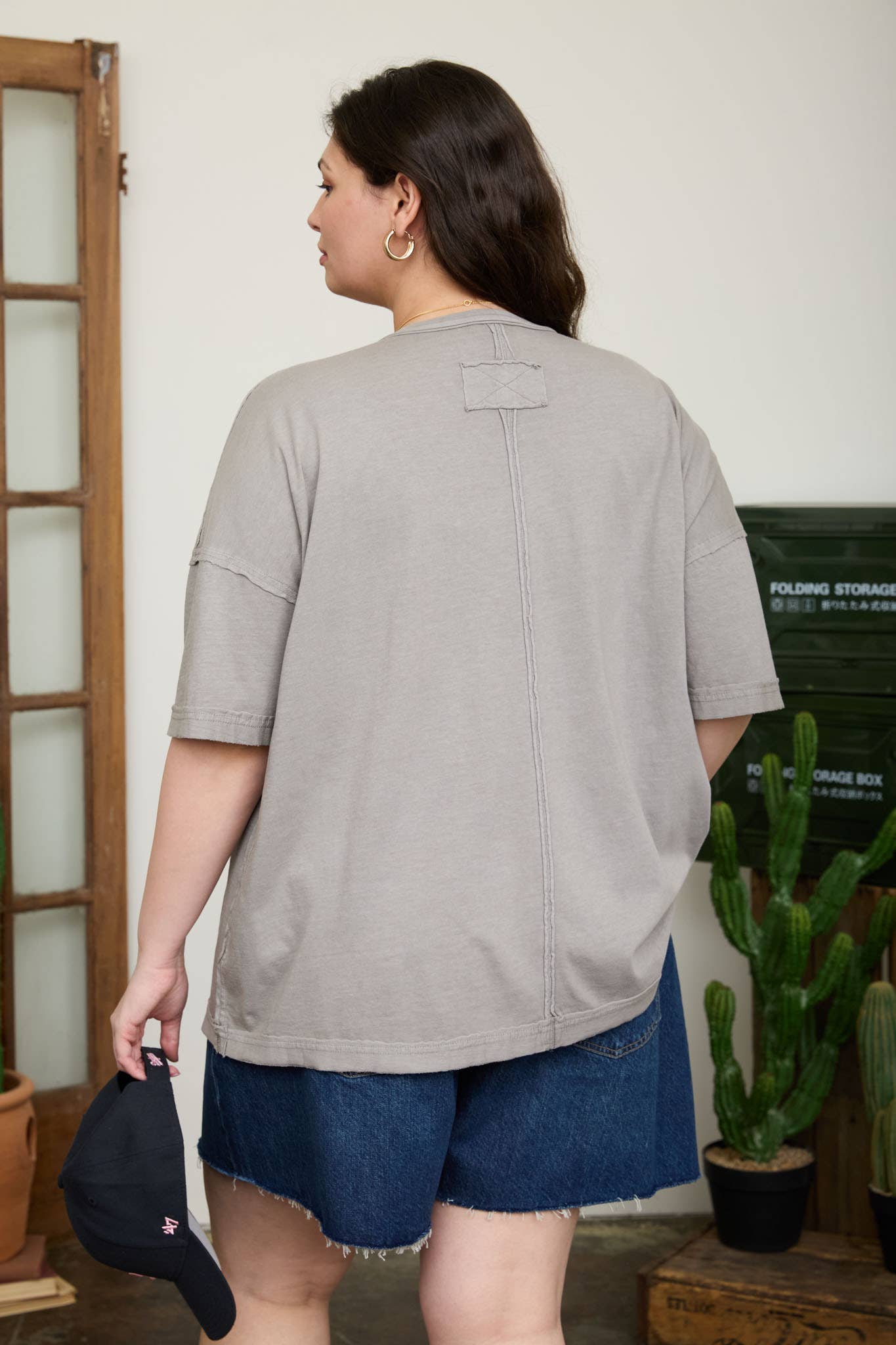 PLUS WASHED EXPOSED SEAM RELAXED KNIT T-SHIRT