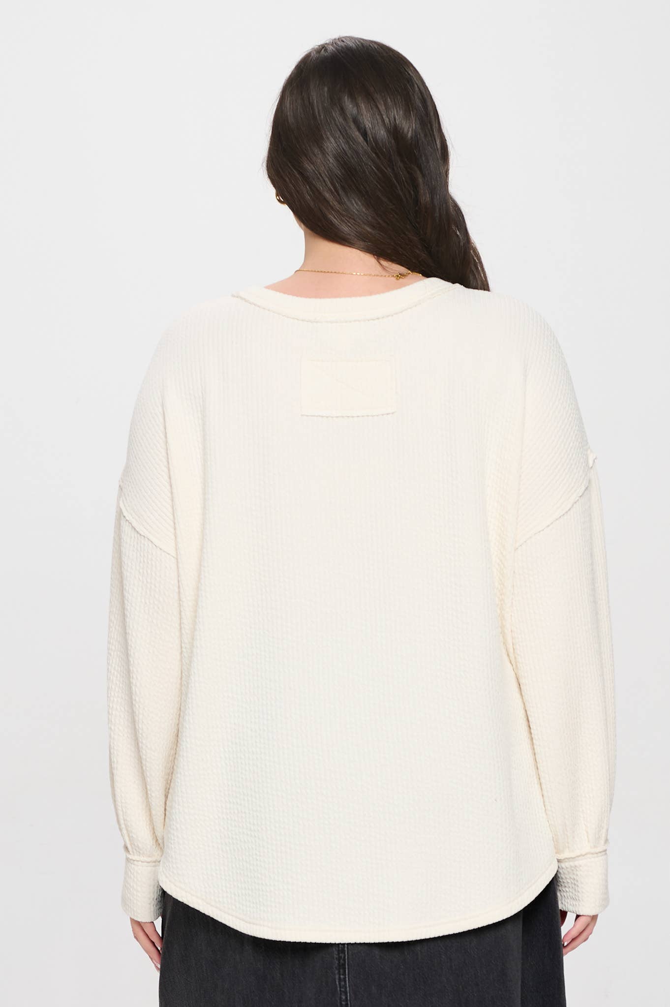 PLUS DROP SHOULDER LONG SLEEVE SWEATER KNIT TOP