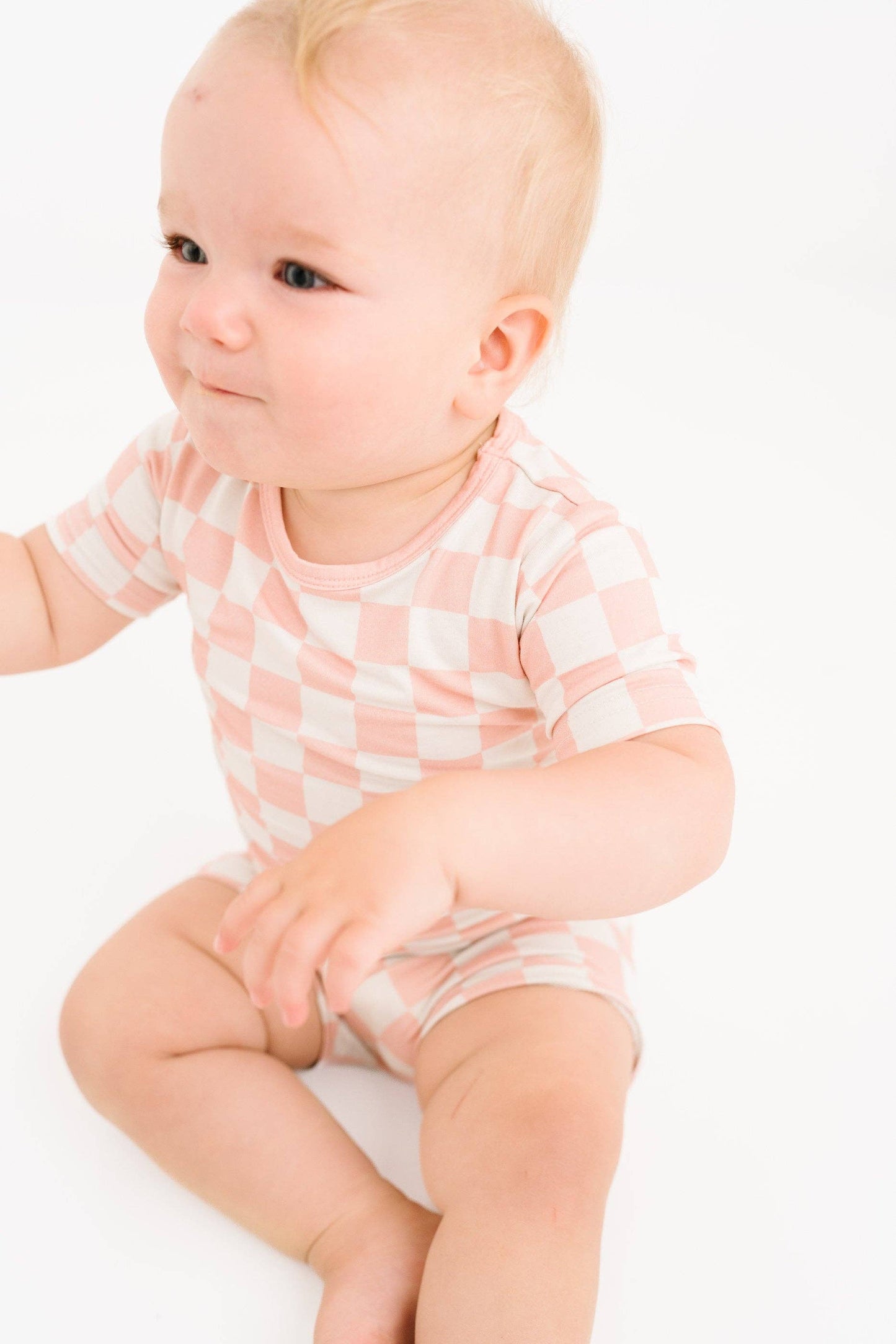 Bamboo Blush Checkered Shorts Set