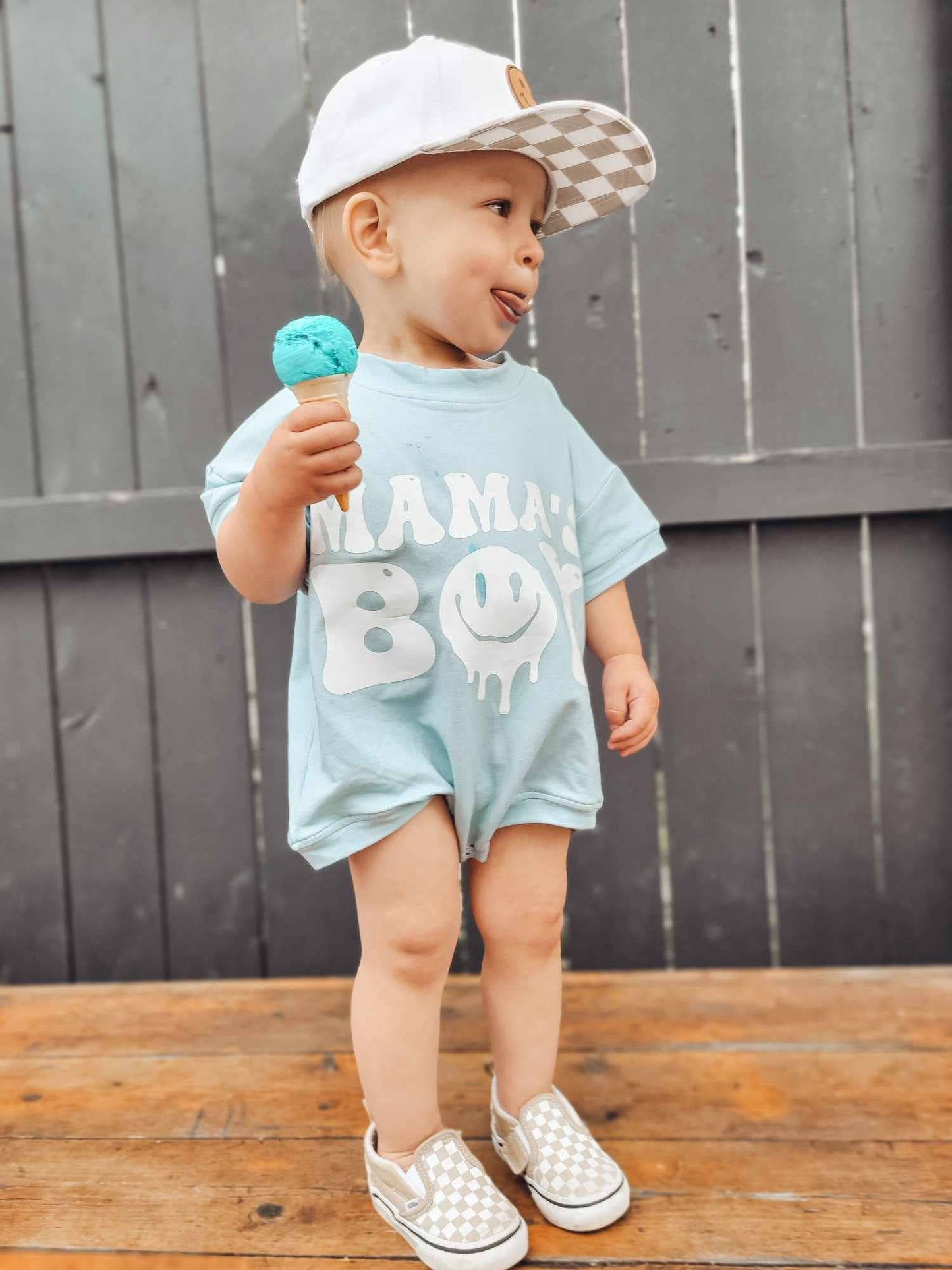 Aqua Mama's Boy Summer Bubble Romper