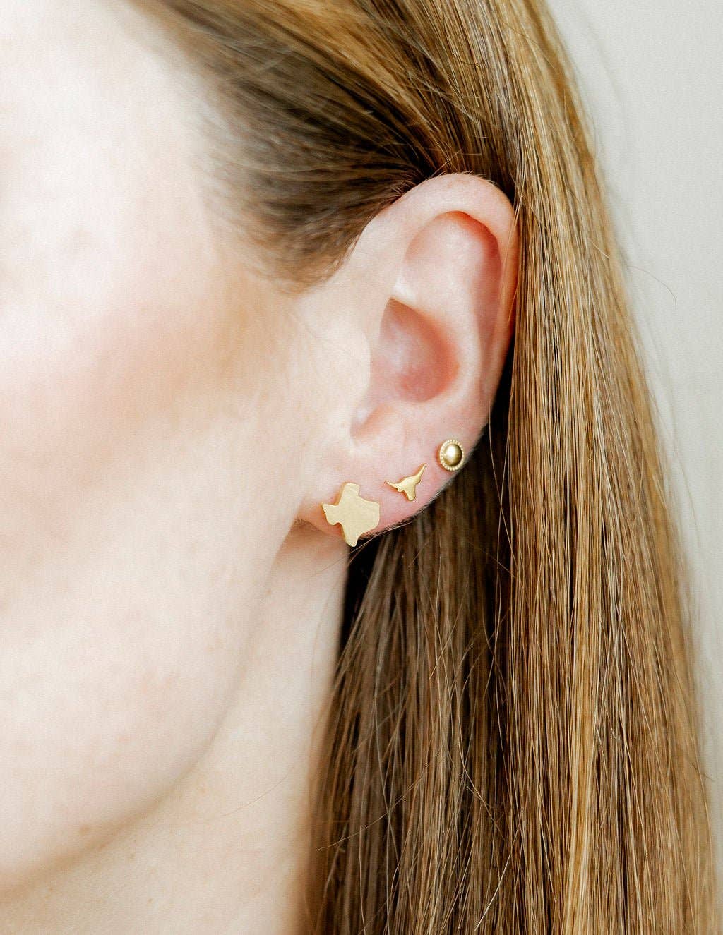 Screwback Stud Earrings - Big State of Texas Gold