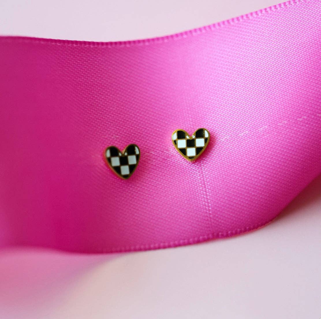 Checkered Heart Earrings