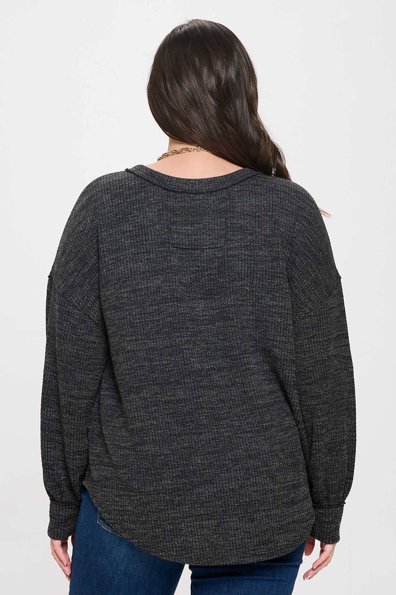 PLUS DROP SHOULDER LONG SLEEVE SWEATER KNIT TOP