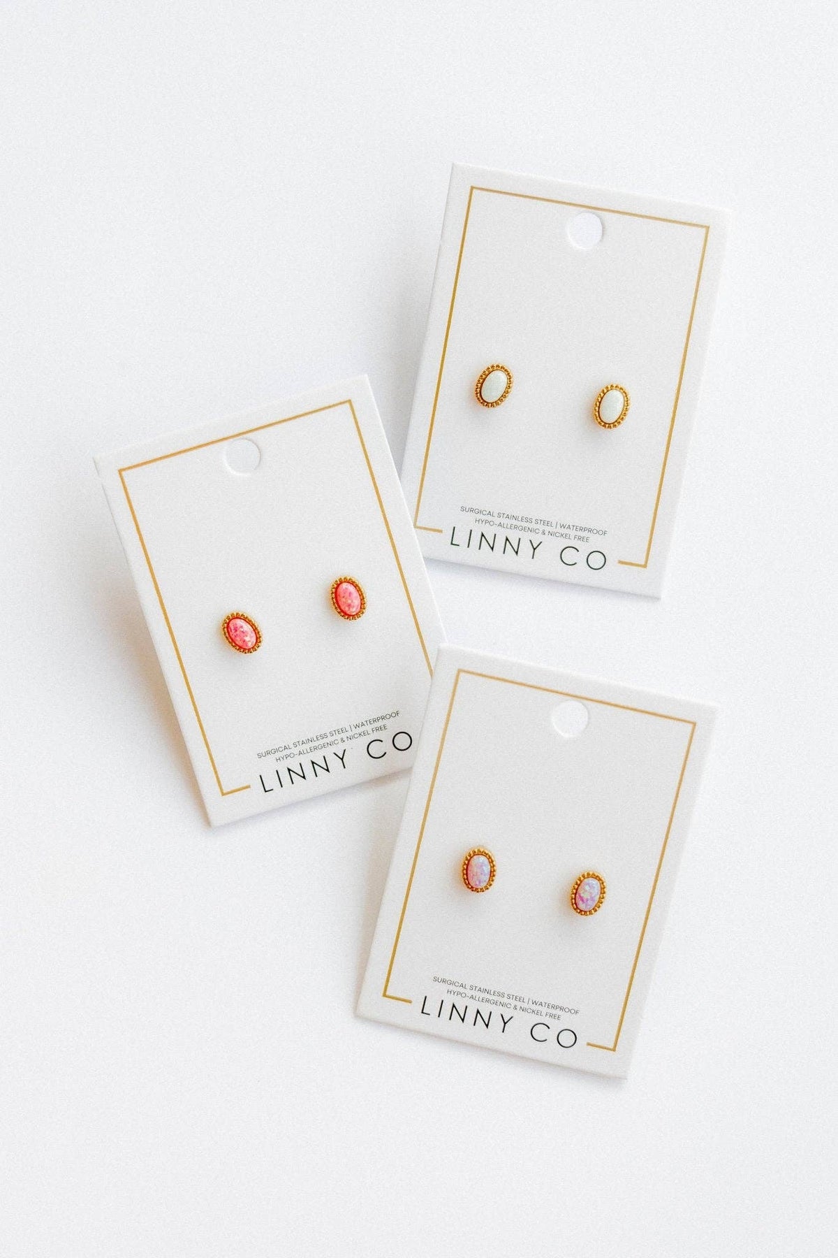 Screwback Stud Earrings - Luna Opal White