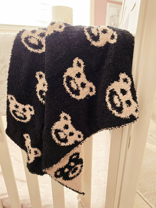 Soft Cuddly Fleecy Sleeping Blanket - Black & Tan Bear