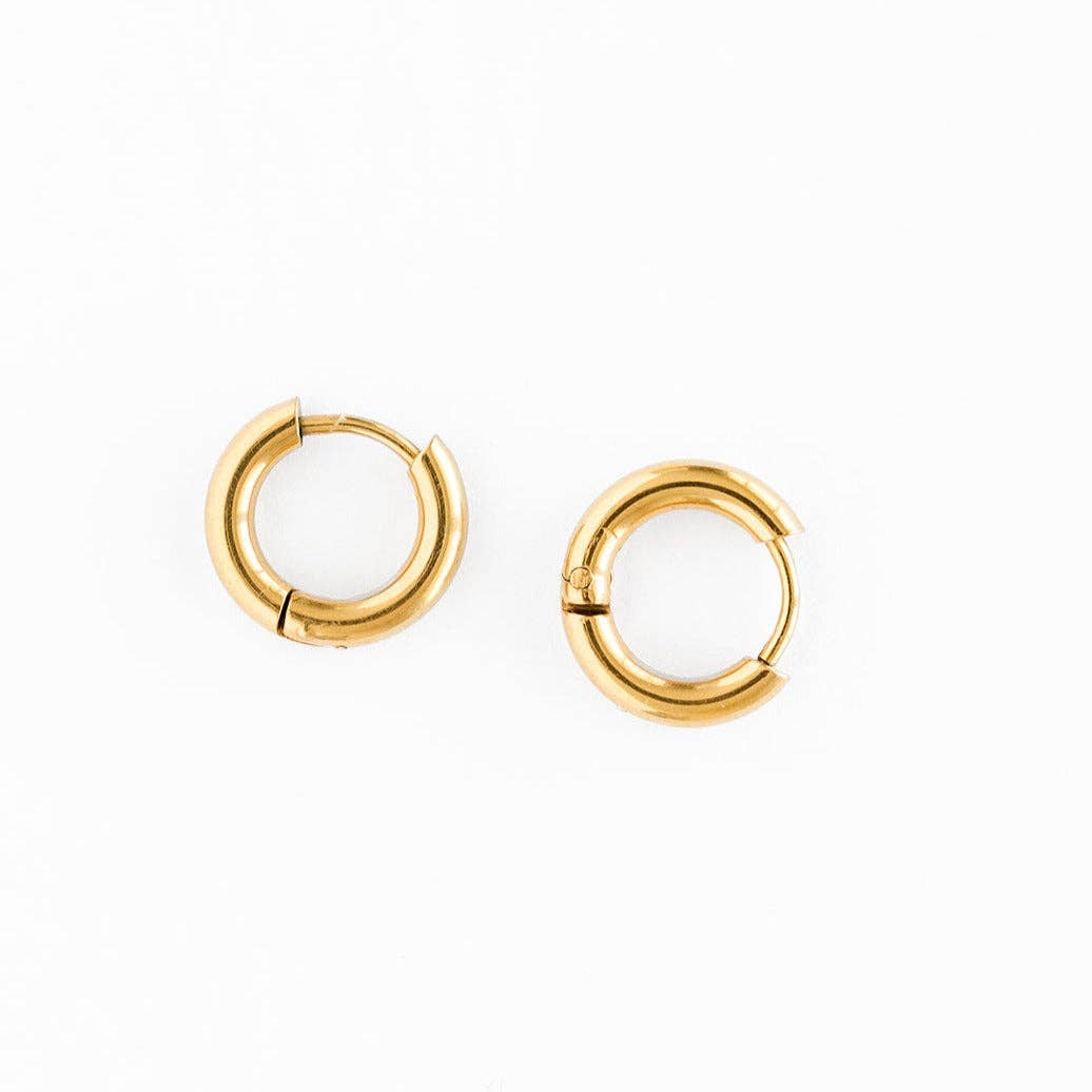 Endless Hoop Stud Earrings - Hypoallergenic, Flat Back, Girl: Gold / 8mm