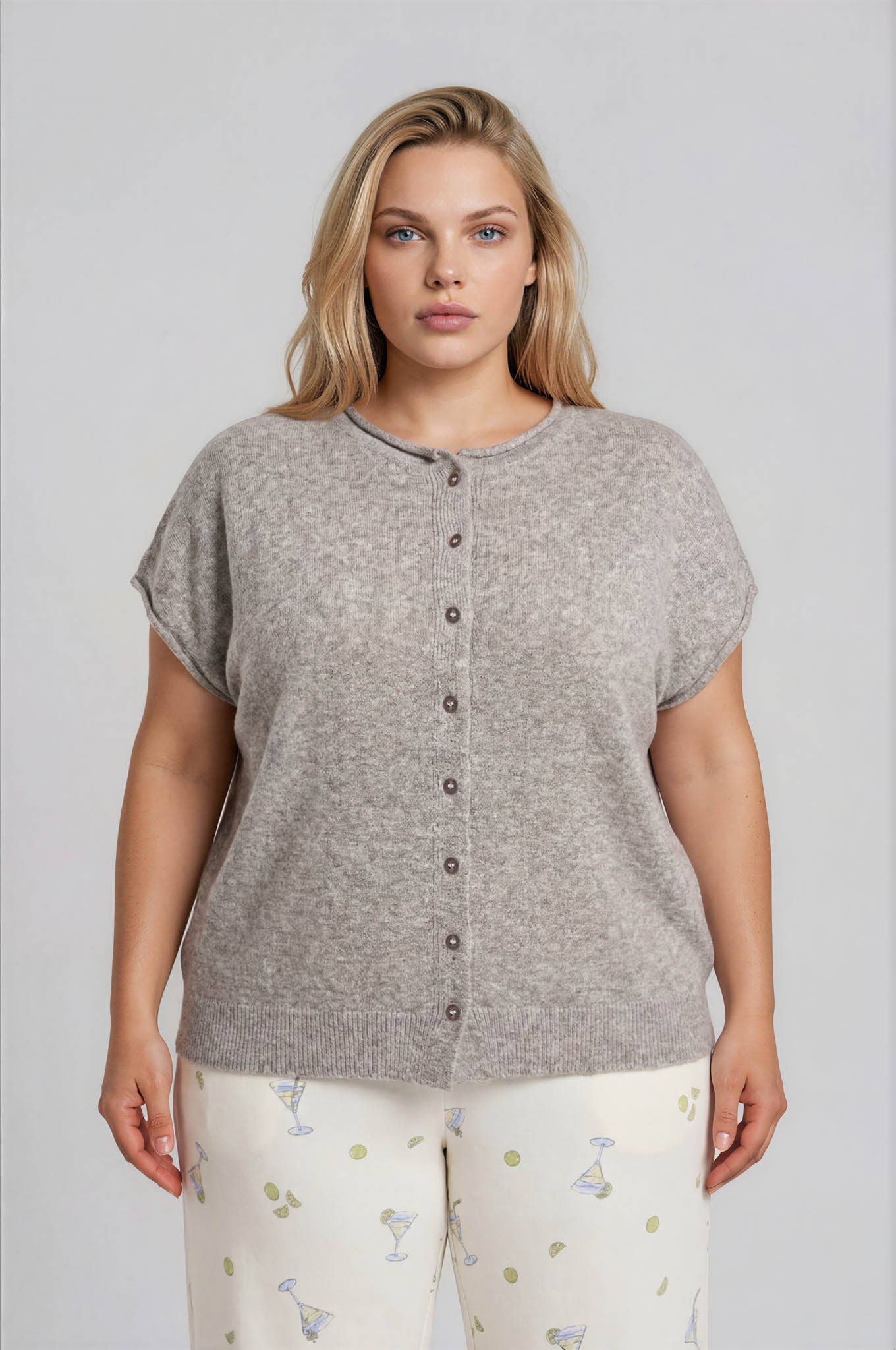 PLUS RAW EDGE SLEEVELESS LIGHTWEIGHT CARDIGAN