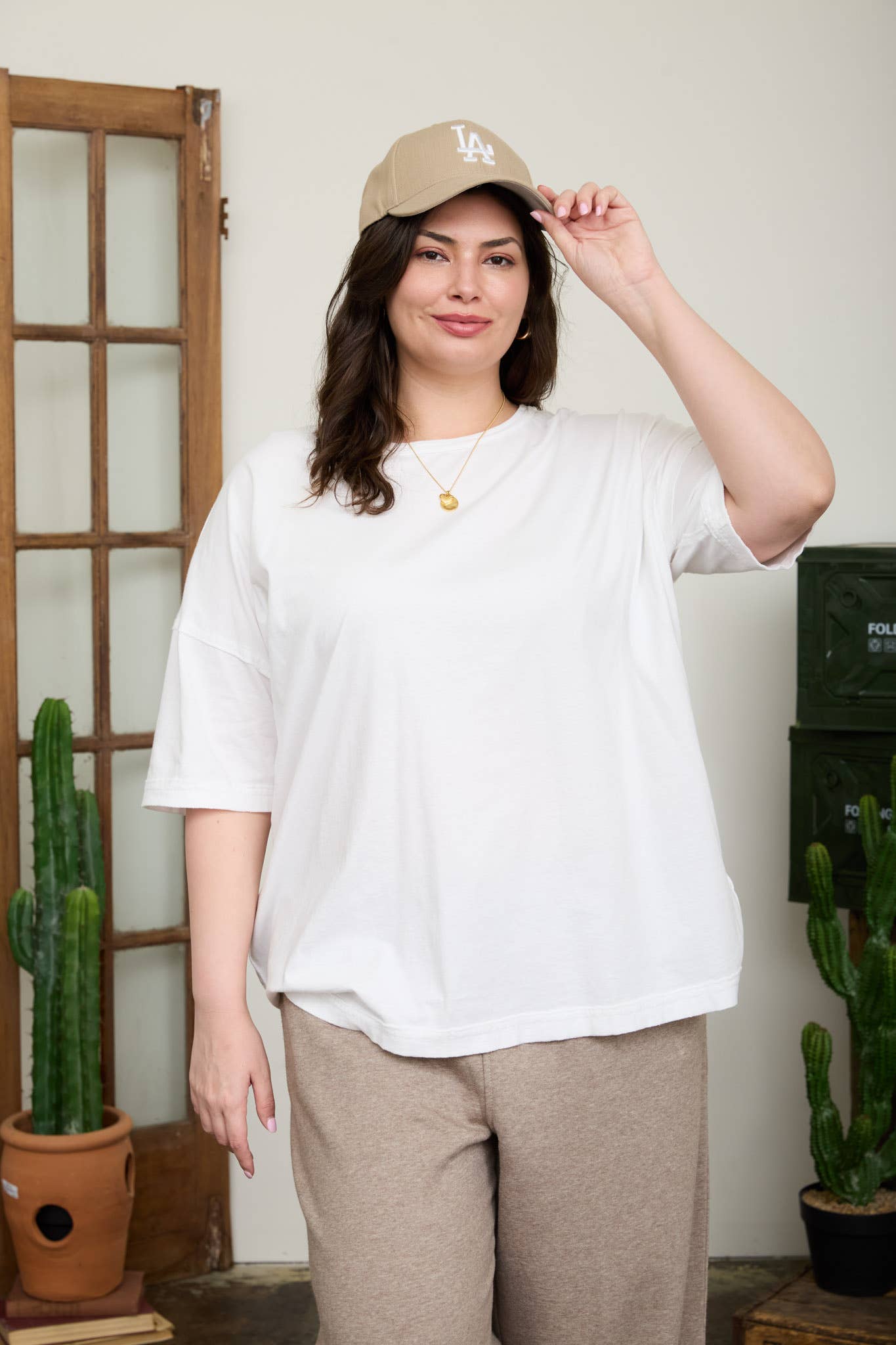 PLUS WASHED EXPOSED SEAM RELAXED KNIT T-SHIRT