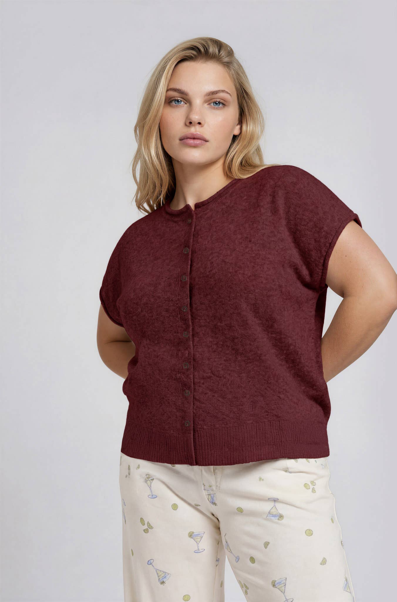 PLUS RAW EDGE SLEEVELESS LIGHTWEIGHT CARDIGAN