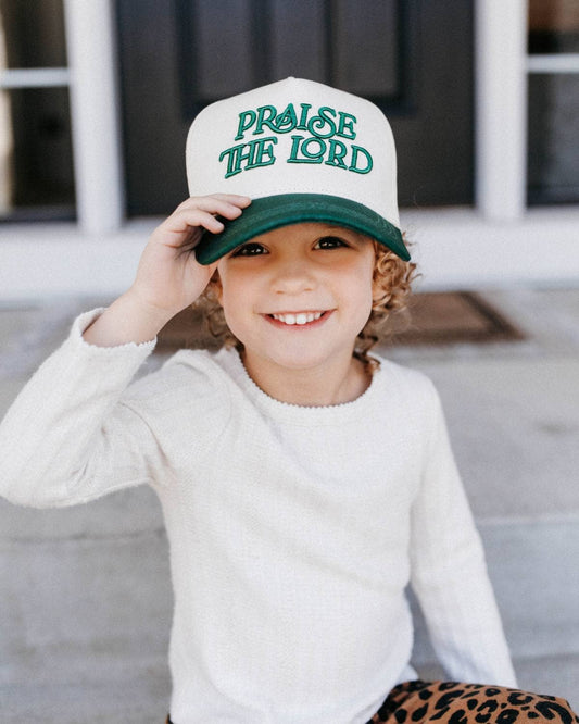 Praise the Lord KIDS Hat - Dark Green & Off-White
