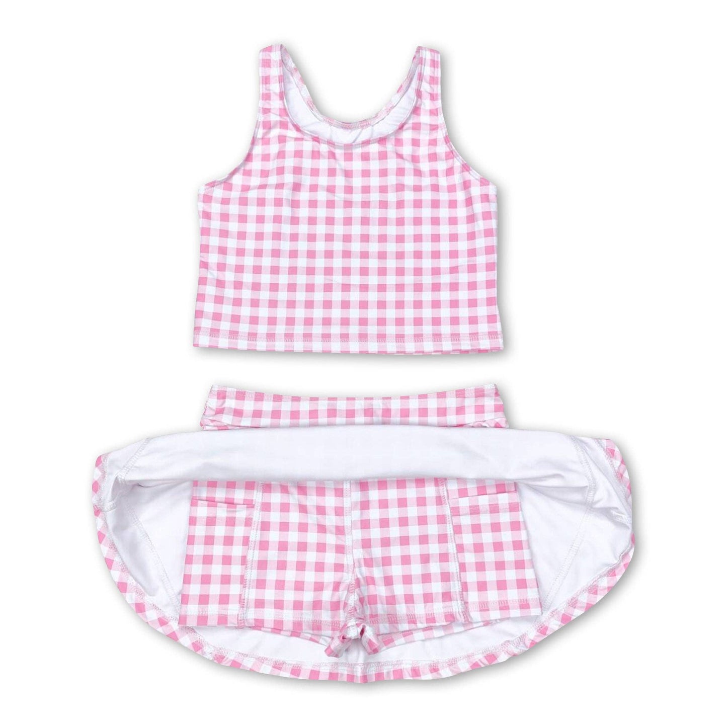 Pink Plaid 2 Piece Yoga Set