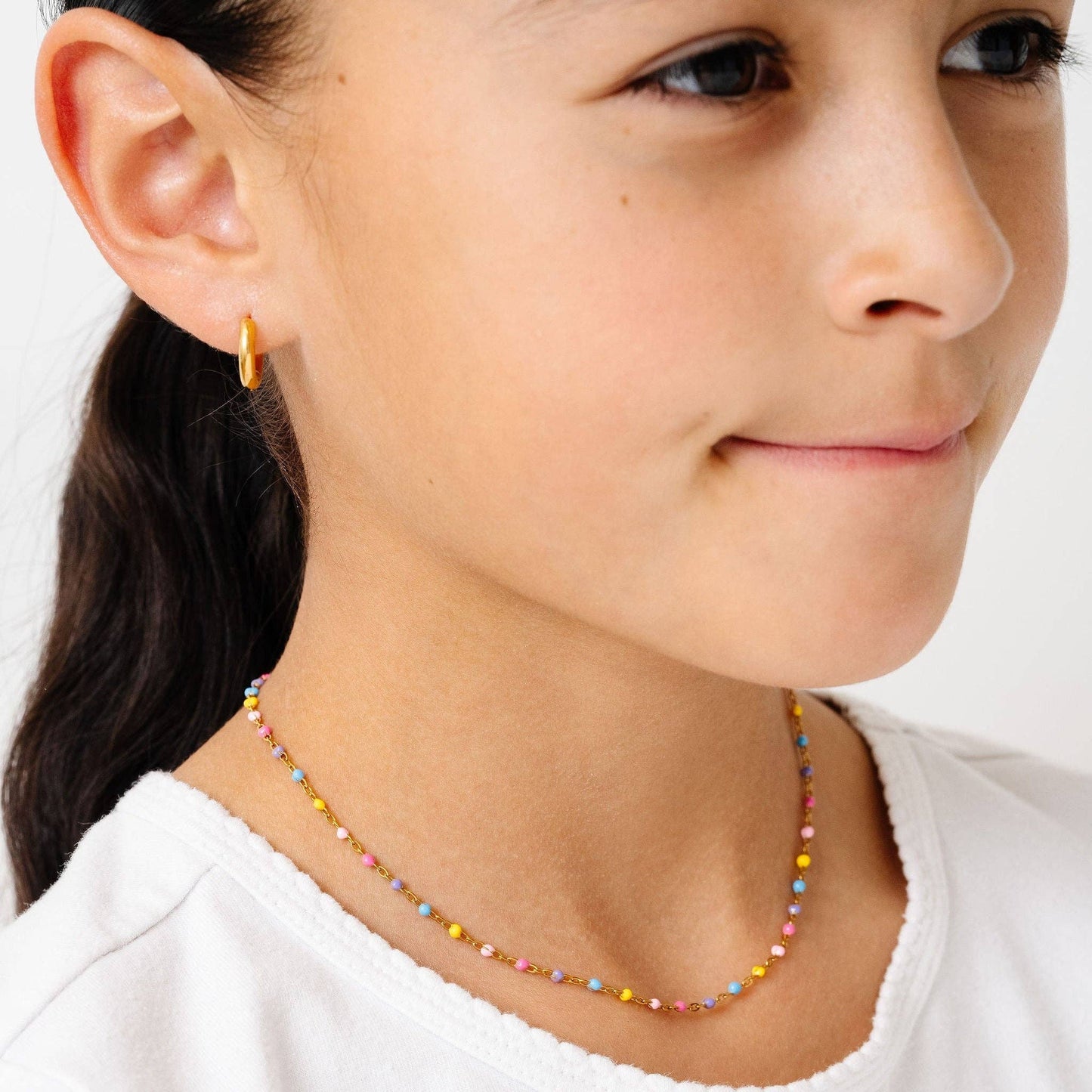 Enamel Bead Necklace Earrings - Hypoallergenic, Girl Gift