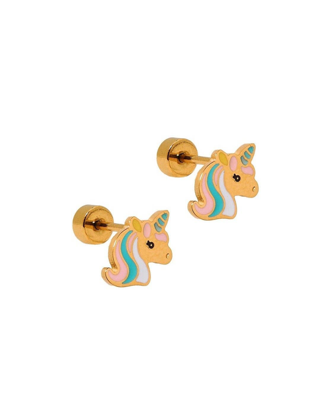 Screwback Stud Earrings - Unicorn