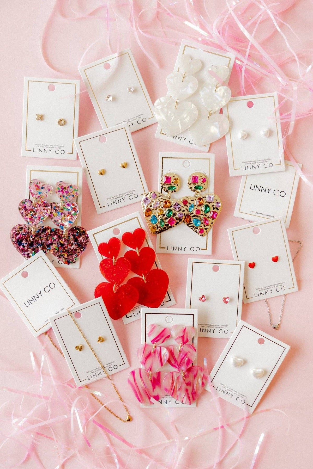 Screwback Stud Earrings Lux - Candy Heart Clear