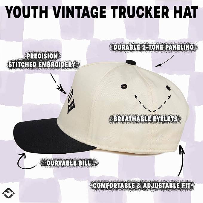 Kids 2-Tone Vintage Cap - Howdy (Upside Down) - Black/Beige