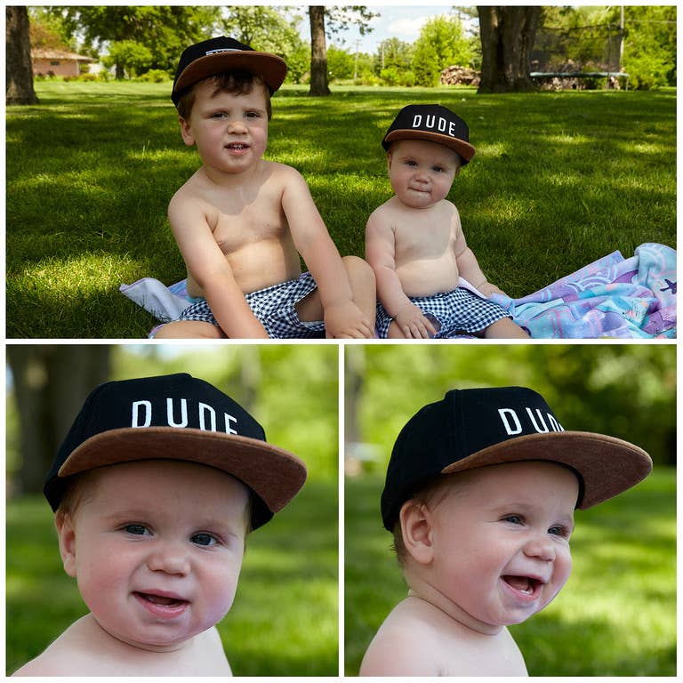 Flat Brim Trucker Hat - Dude - Black/Faux Leather