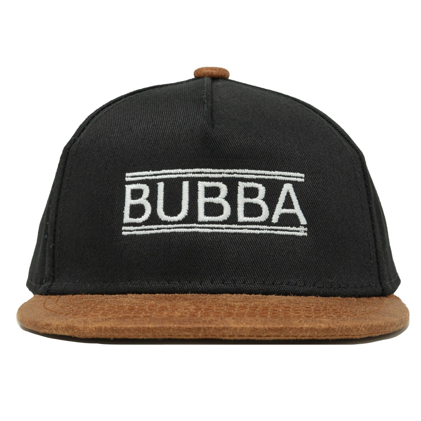 Flat Brim Trucker Hat - Bubba - Black/Faux Leather