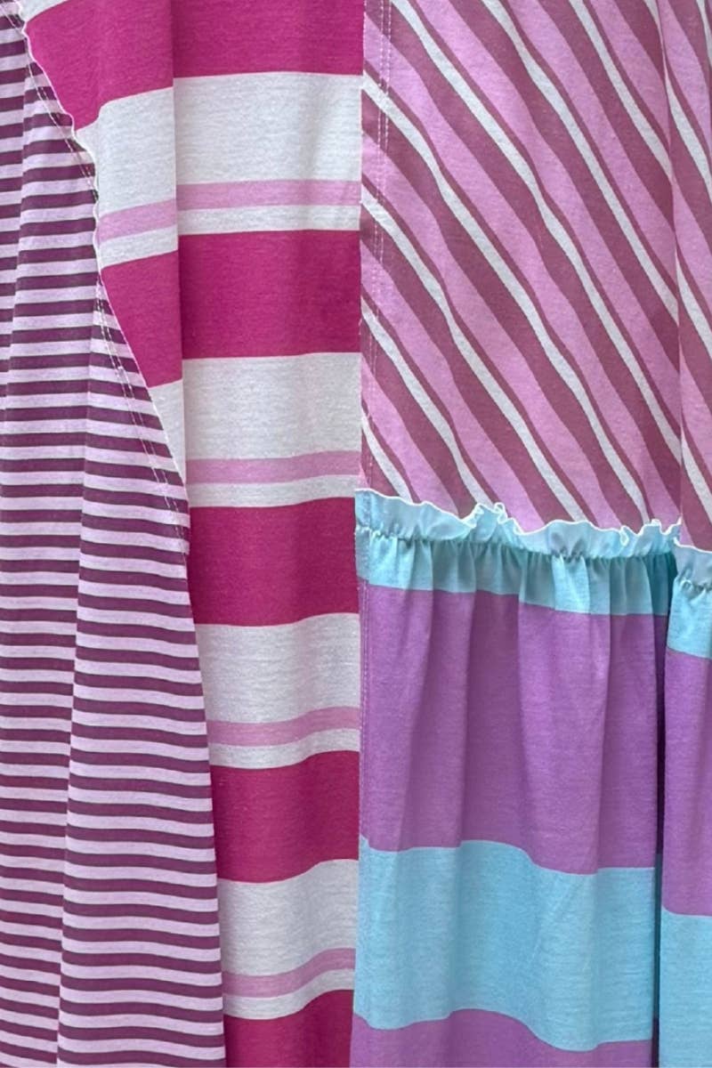 Mixed-Stripe Patchwork Maxi Dress