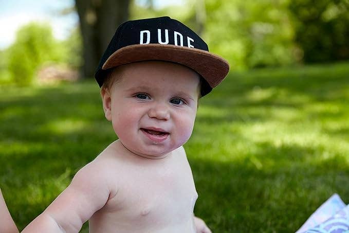 Flat Brim Trucker Hat - Dude - Black/Faux Leather