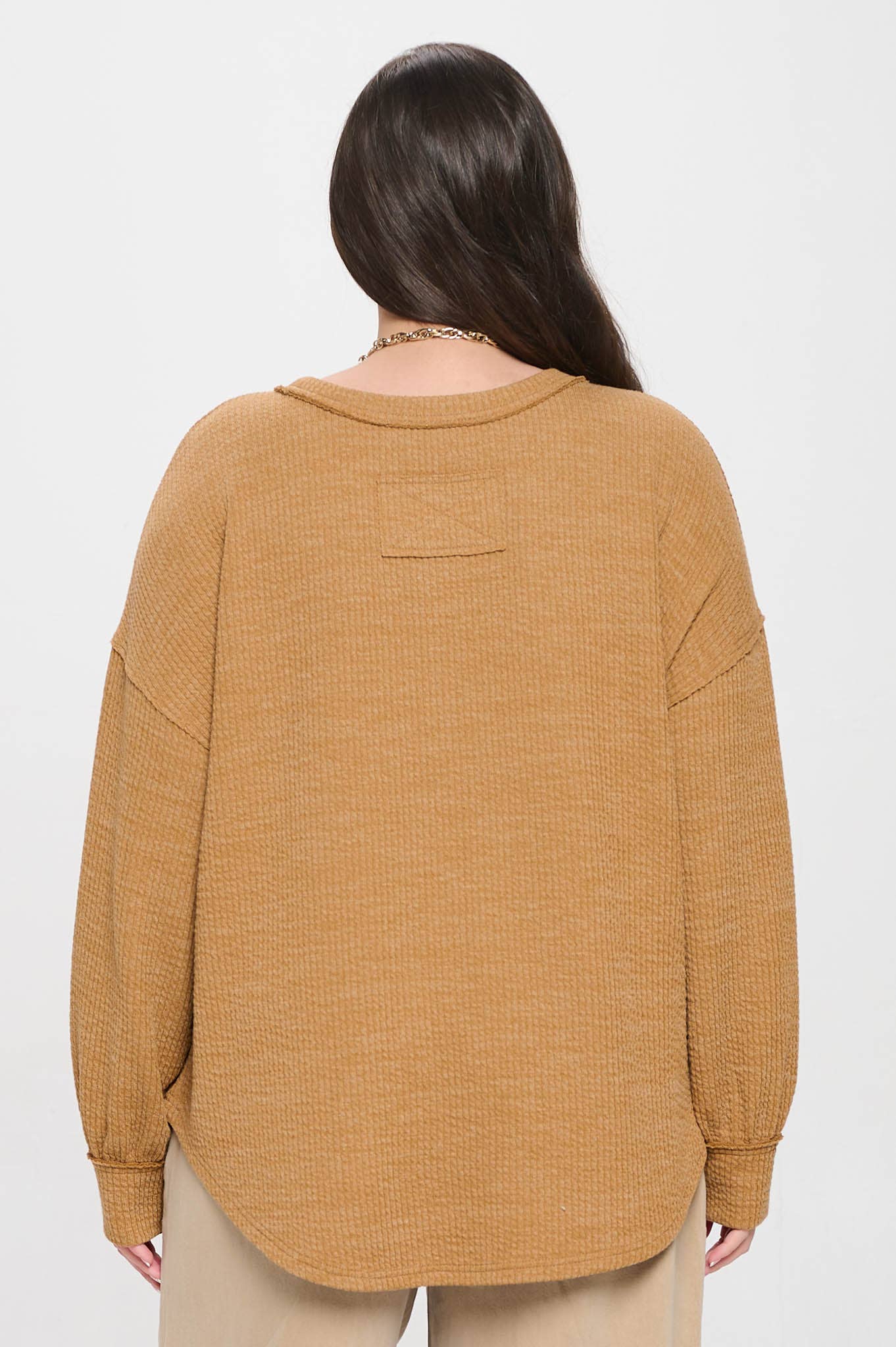 PLUS DROP SHOULDER LONG SLEEVE SWEATER KNIT TOP