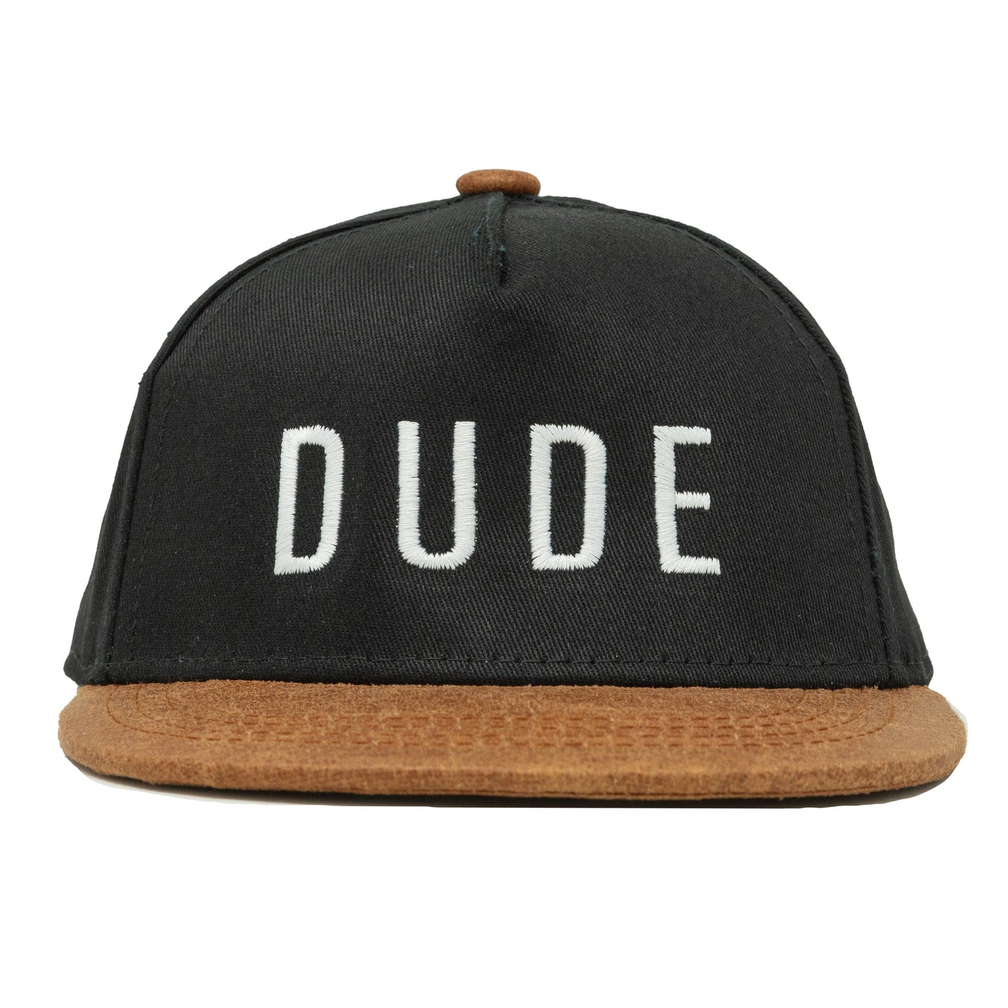 Flat Brim Trucker Hat - Dude - Black/Faux Leather