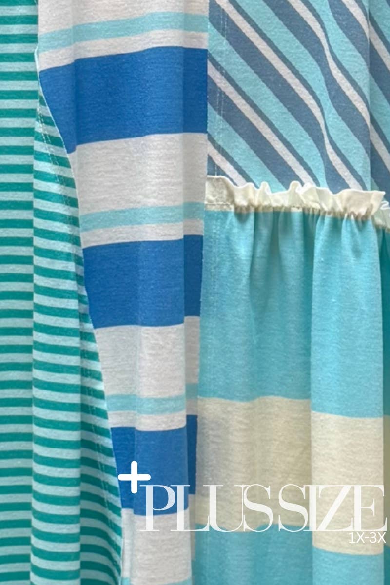 Mixed-Stripe Patchwork Maxi Dress