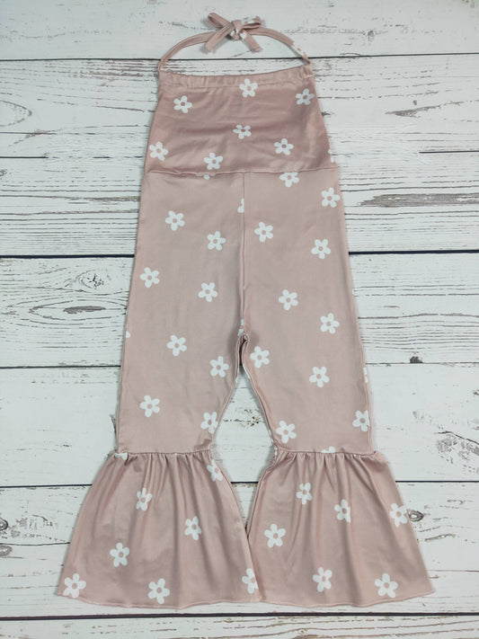 Khaki Fringe Flower Jumpsuit