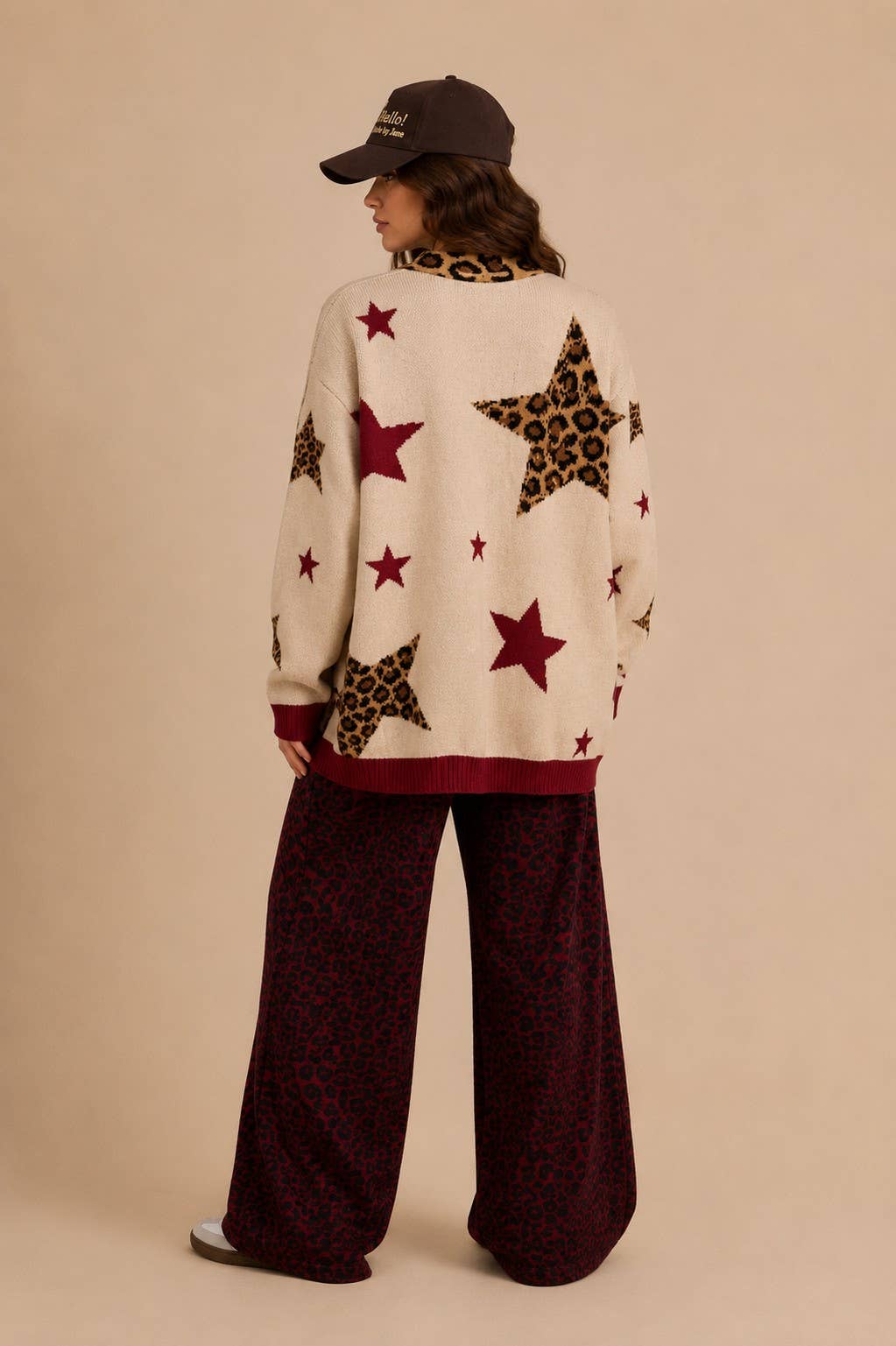 LEOPARD STAR BUTTON-DOWN CARDIGAN