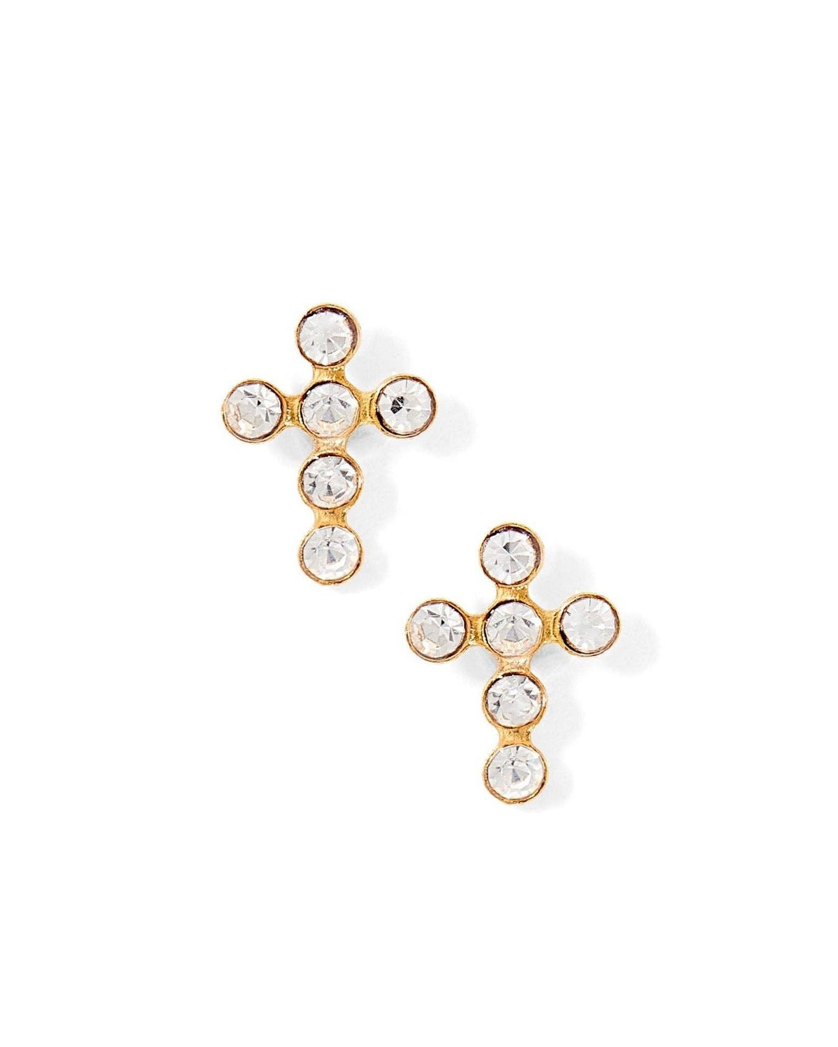 Screwback Stud Earrings - Clara Cross Gold Sparkle