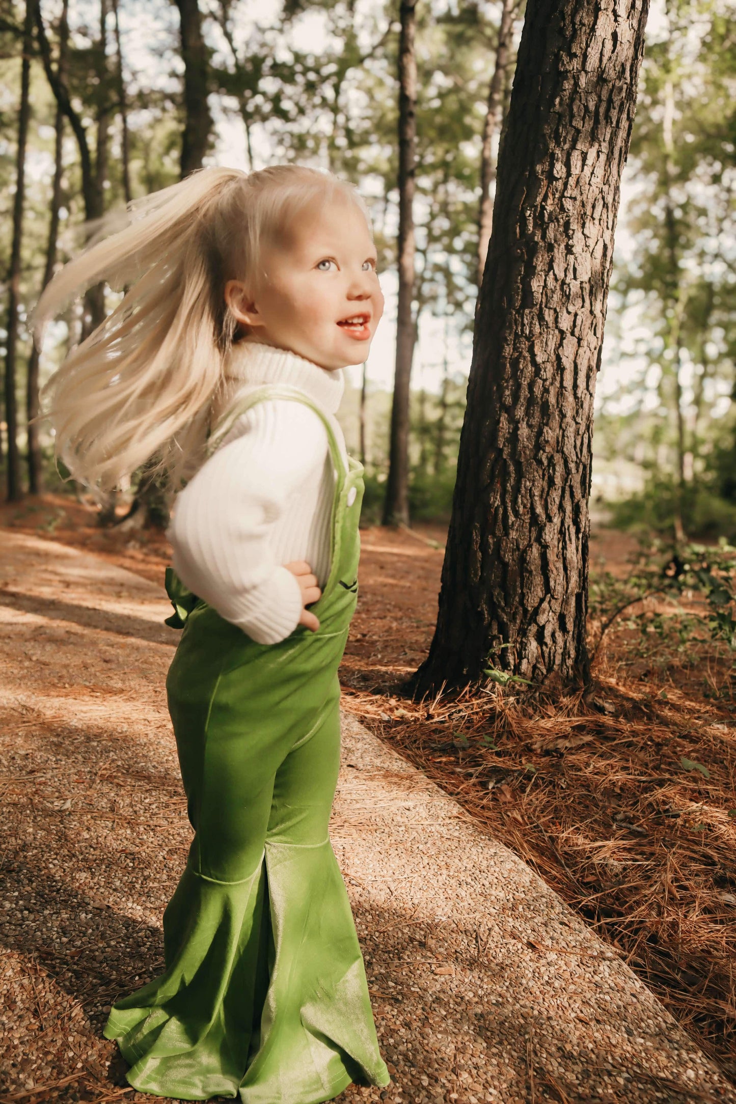 Green one Velvet Overalls