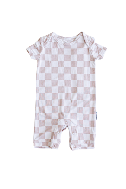 Bamboo Checkered Shortie Romper