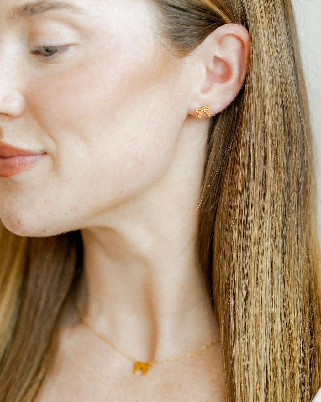 Screwback Stud Earrings - Sadie Bow Orange