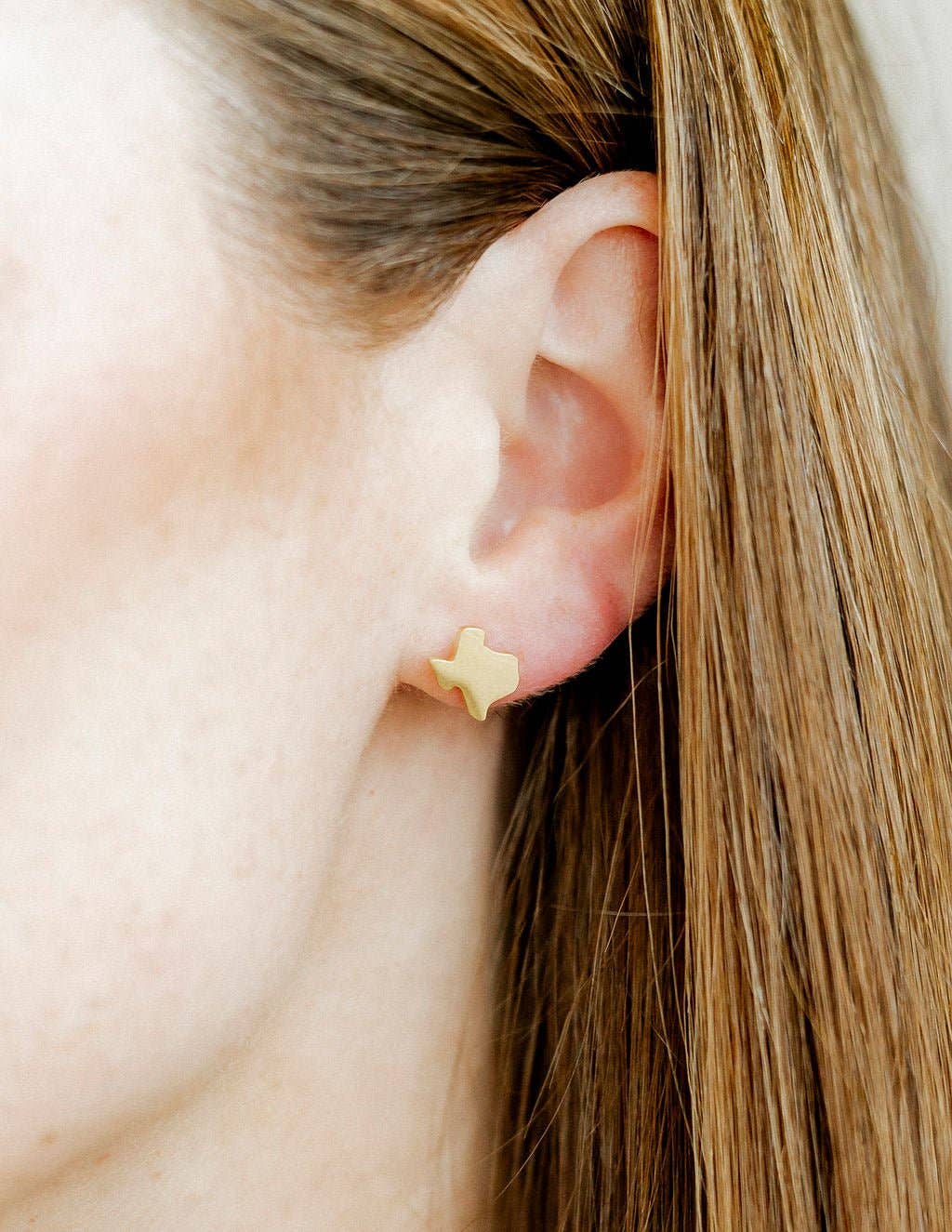 Screwback Stud Earrings - Big State of Texas Gold