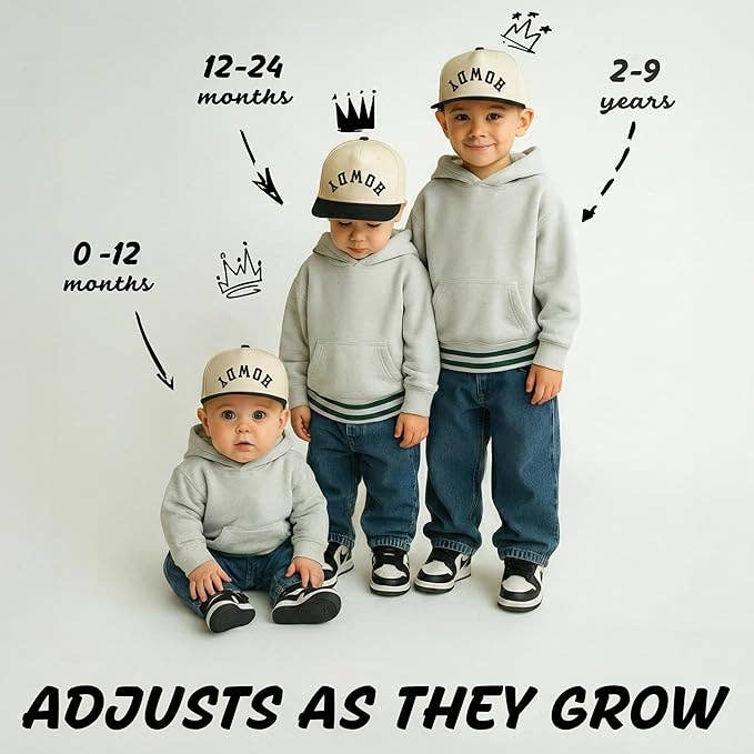 Kids 2-Tone Vintage Cap - Howdy (Upside Down) - Black/Beige