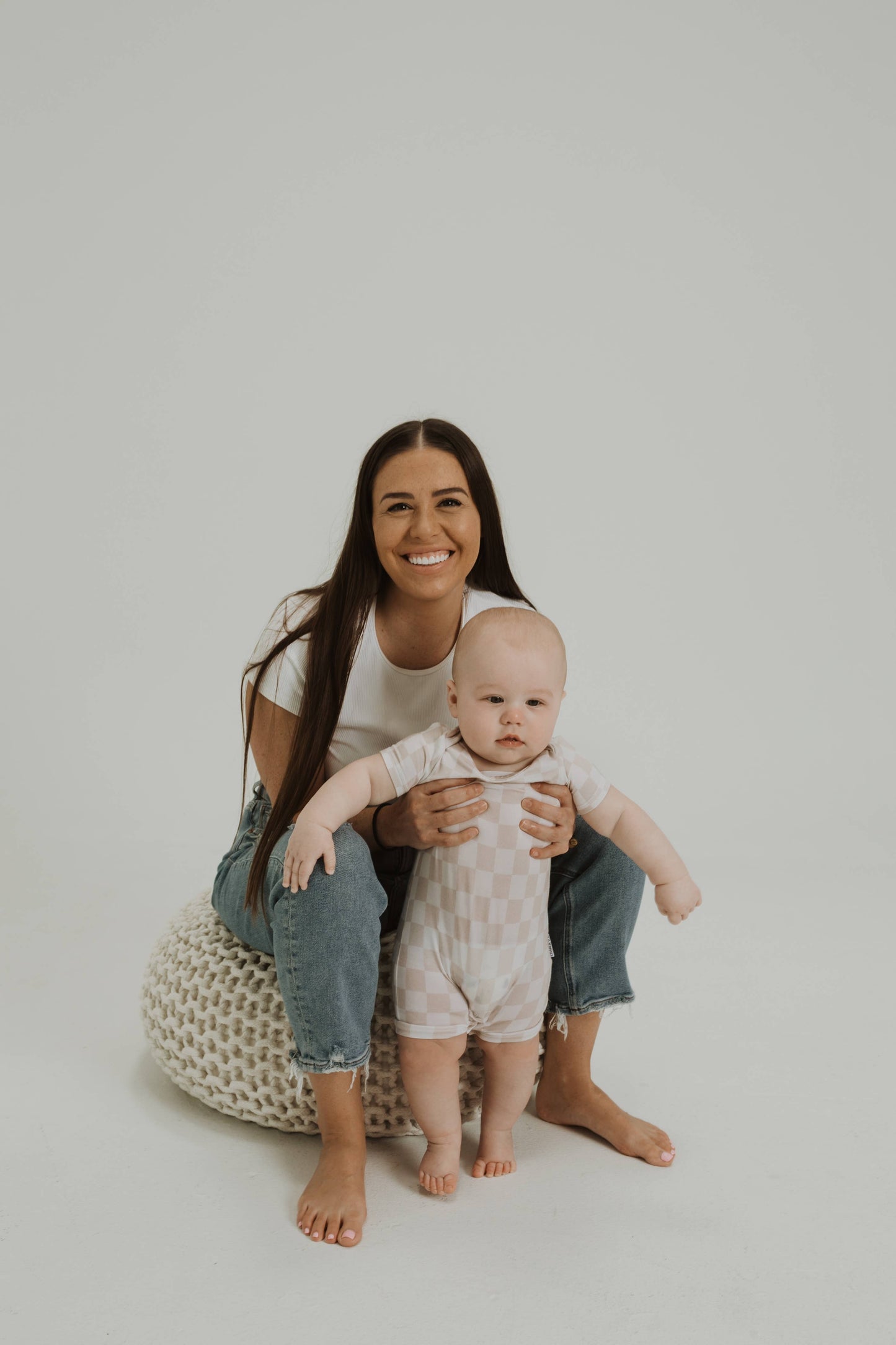 Bamboo Checkered Shortie Romper