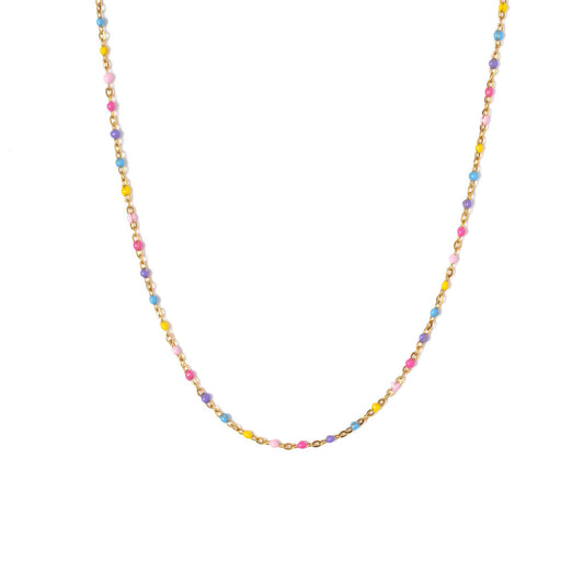 Enamel Bead Necklace Earrings - Hypoallergenic, Girl Gift