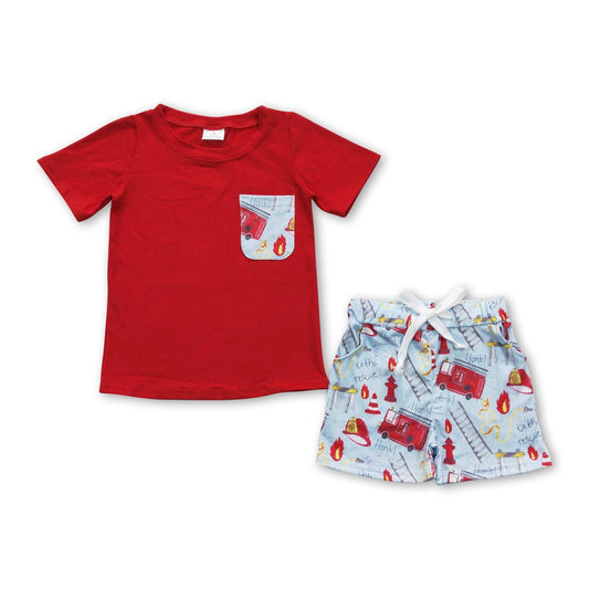 Red fire truck Short set