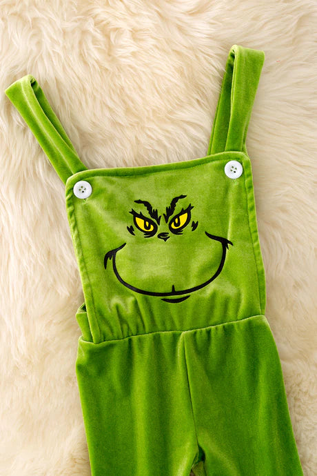 Green one Velvet Overalls