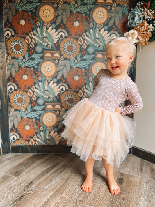 Bamboo Mocha Floral Tutu Dress