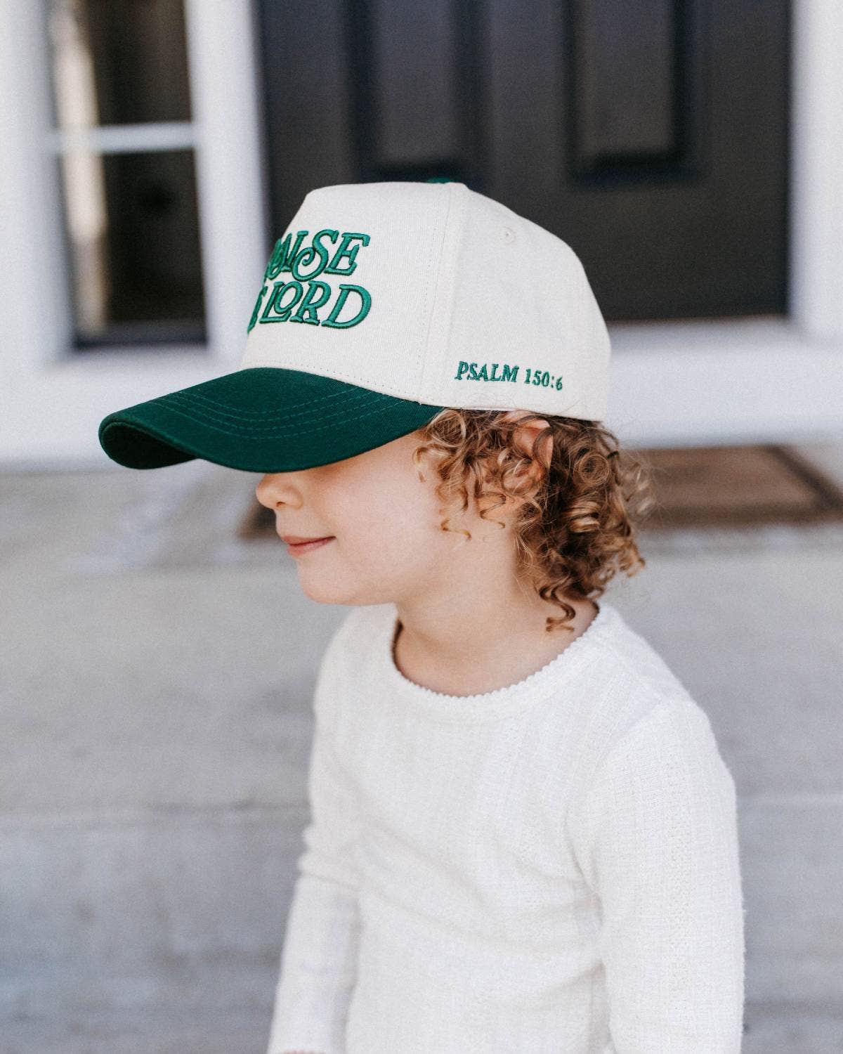 Praise the Lord KIDS Hat - Dark Green & Off-White