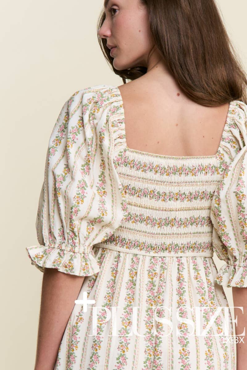 Floral Stripe Wide-Leg Jumpsuit in PLUS SIZE